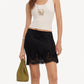 Sexy Solid Lace Patchwork Skirt Women Fashion Straight Irregular Street Short Skirts Female Party Lady Mini Bottoms