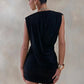 Deep V Neck Sleeveless Sexy Mini Dress Women Elegant Irregular Draped Slinky Club Party Tank Dress Female Clothes