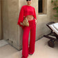 Y2K Retro Sheer Chiffon Cape 2 Piece Set Women Cropped Flowy Top Drawstring Wide Leg Pants Beach Street Matching Outfit