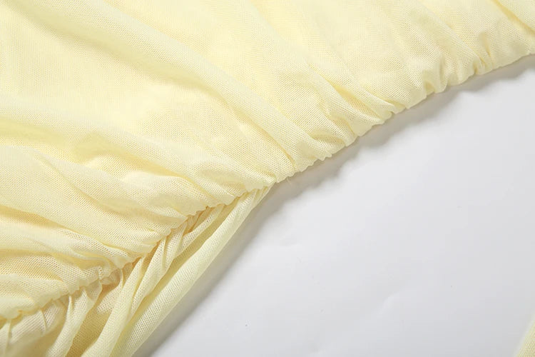 Sexy See Through Dress+Shawl Women Side Ribbon Ruched Coquette Skinny Midnight Clubwear Summer Vacation Party Bodycon