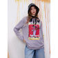 Khaki Cartoon Cat Print Long Sleeve T-Shirt for Women