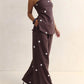 Fashion Polka Dot 2 Piece Outfits for Women Double Slit Strapless Tube Top + Baggy Wide Leg Pants Set Summer Streetwear