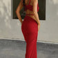 Skinny 2 Piece Set Women Square Collar Bra+Long Skirts 2025 Vacation Beach Party Summer Trend Bandage Ruched  Suits