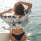 Women's Summer Crop T-Shirt Casual Loose Fit Stylish Seashell Coconut Tree Print Striped Crew Neck Short Sleeve Tops
