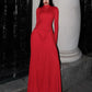 Long Sleeve Maxi Dresses for Women Elegant Red Evening Dress Ladies Party Outfits High Street Fashion 2025