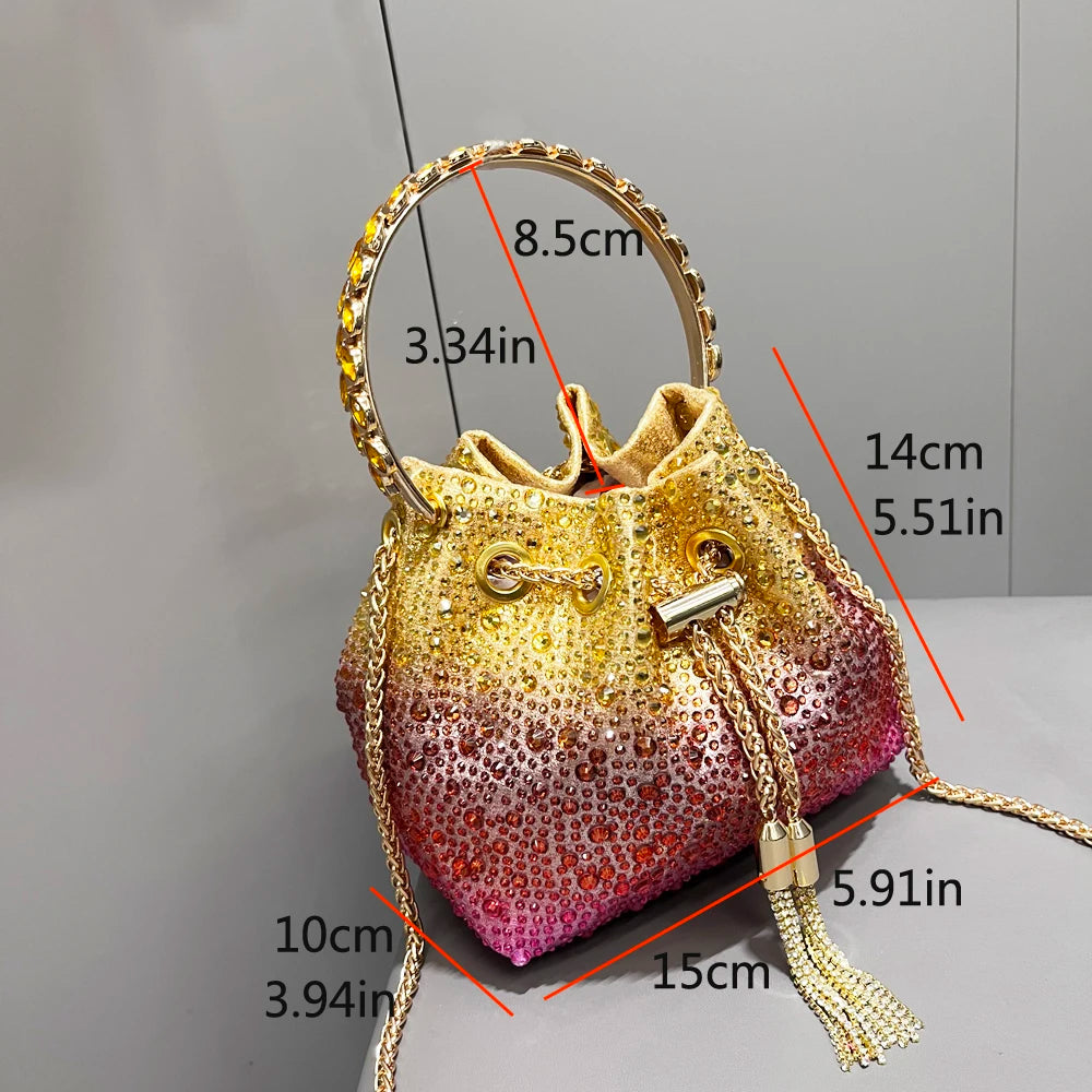 Rhinestones Evening clutch Bag Purses and handbag luxury Designer shoulder bag Shiny Crystal Clutch purse bucket bag