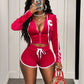 Sporty 2 Piece Set Women Tracksuit Zip Embroidery Letter Hooded Jacket+Shorts Casual Street Matching Basis Velvet Outfits