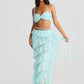 Summer Lace Sexy Two Piece Sets Women Fashion Strapless Crop Tops And Maxi Skirt Female Elegant Beach Party 2 Piece Set