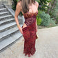 Floral Print Burgundy Maxi Dresses for Woman Sexy Bodysuit Mesh Patchwork Party Dress 2026