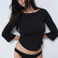 Solid Coquette Aesthetic 3/4 Sleeve Boat Neck Top Ribbed Knit Cropped Tee Lace Trim Curved Hem Y2K Slim Fit Streetwear
