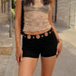 Women's Summer Micro Shorts Pants Club Party Slim Fit Casual Stylish Eyelet Design Hollow Low Rise Shorts for Daily Life