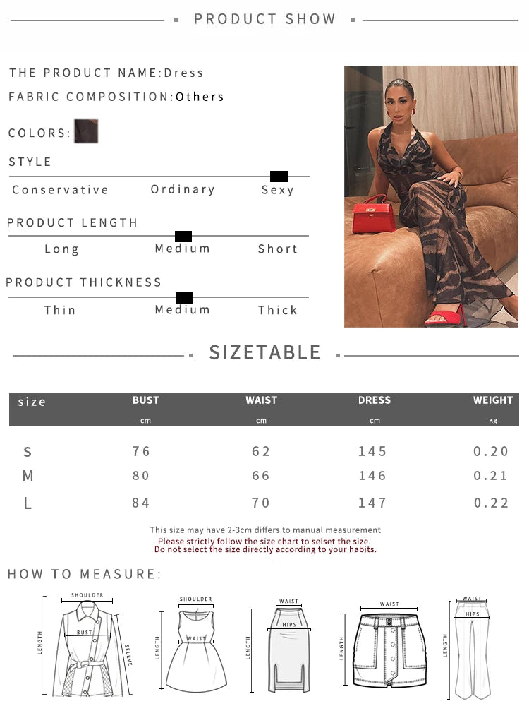 Halter Thin Sexy Dress Women Backless Sexy Sleeveless Summer Trend Leopard Print Midnight Party Clubwear Vestidos