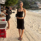 Woman Clothing 2 Pieces Set Camisole Top and Midi Skirt Matching Sets Basic Casual Black Outfit