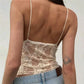 Women Lace Mesh Camisole Spaghetti Strap Sheer Floral Lace Chest Cutout Crop Top Slim Fit Y2K Streetwear Nightclub Party