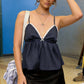Gingham Lace Trim V Neck Cami Top Women Ruched Babydoll Spaghetti Strap Tank Top Y2K Coquette Casual Summer Party Outfit