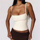 Women Slim Fit Bandage Ribbed Tank Top Square Neck Spaghetti Strap Sleeveless Bodycon Cropped Cami Top Summer Streetwear