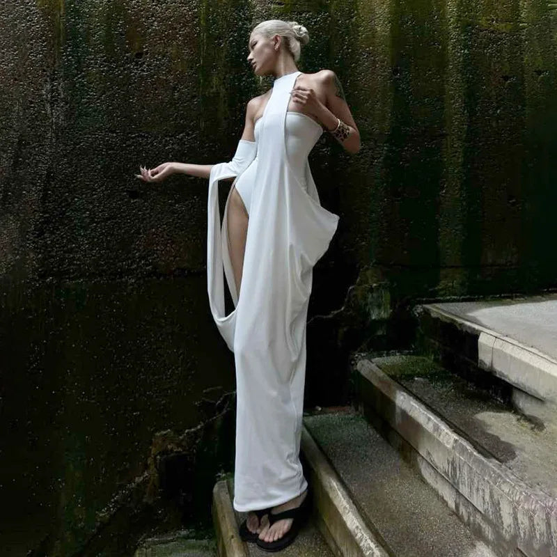 White Two Piece Set Woman Party Long Dresses with Bodysuit Summer 2026 Sexy Vacation Outfits