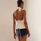 Women Silky Halter Neck Crop Top Sleeveless Crisscross Wrap Tank Top Y2k Summer Slim Fit Backless Cami Top