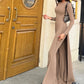 Casual Elegant 2 Piece Set Women o-Neck Skinny High Splits Maxi Dress+Solid Straight Pants Daily Simple Fashion Suit