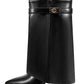 Autumn and Winter New Pointed Metal Buckle Knee High Women's Boots, Thick High-heeled Pants Boots, Fashionable Mid Leg Boots