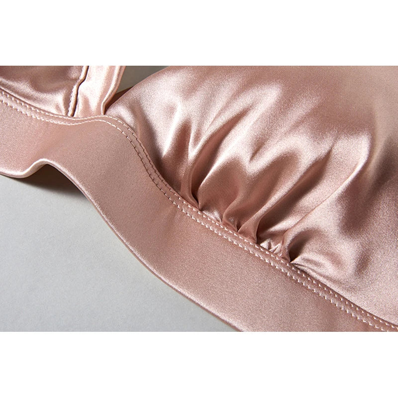 93.8% Real Mulberry Silk Women's Bralette Wireless Bra Triangle Cups Removable Padded Wire Free Lightly Lined Everyday