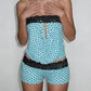 Polka Dot Print 2-Piece Set Women Patchwork Lace Hollow Tank Top+Simple Classic Short Elasticity Sexy Hottie Suit