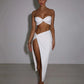 Elegant Strapless Sexy Two Piece Set Women Sleeveless Crop Top And High Split Skirt Matching Sets Party Dress Sets
