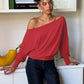 Solid Color Off Shoulder T Shirt Long Sleeve Tops Fashion 2026 Woman Clothes