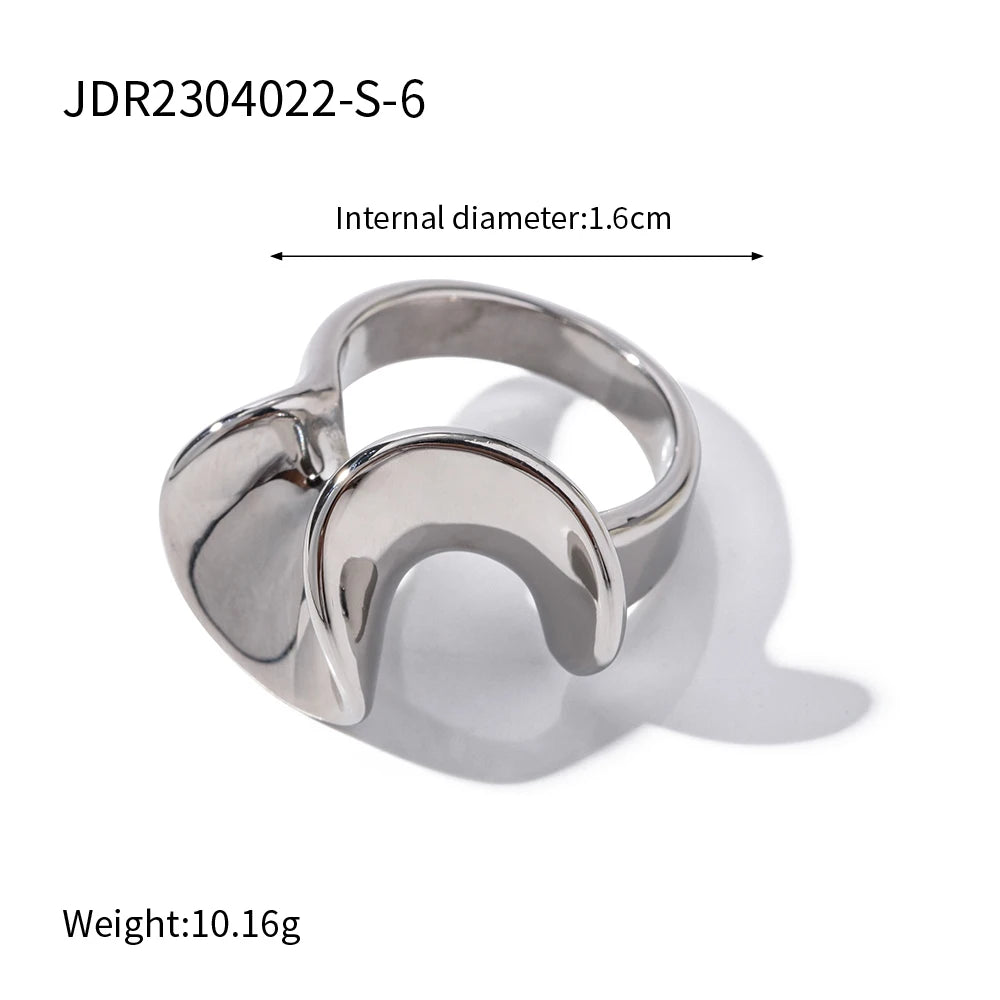 18K Gold Plated Stainless Steel Geometric Fashion Ring Waterproof Anti Allergic colorfast Fashion Jewelry Unisex 2024