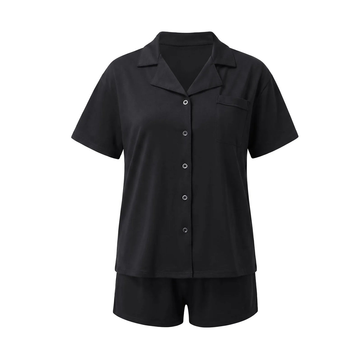 Women Short Sleeve Button Down Pajama Set With Shorts Soft Loungewear Sleepwear 2 Piece Set For Home Casual Nightwear
