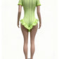 Ruffled Edge Knit Romper Women Sexy Single-Breasted Turn Down Collar Short Sleeve Fashion Trend Party Street Playsuit