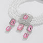 Luxury Multilayer Imitation Pearl Chain Necklace Rhinestone Pendant Stud Earrings for Women Elegant Wed Jewelry Set New
