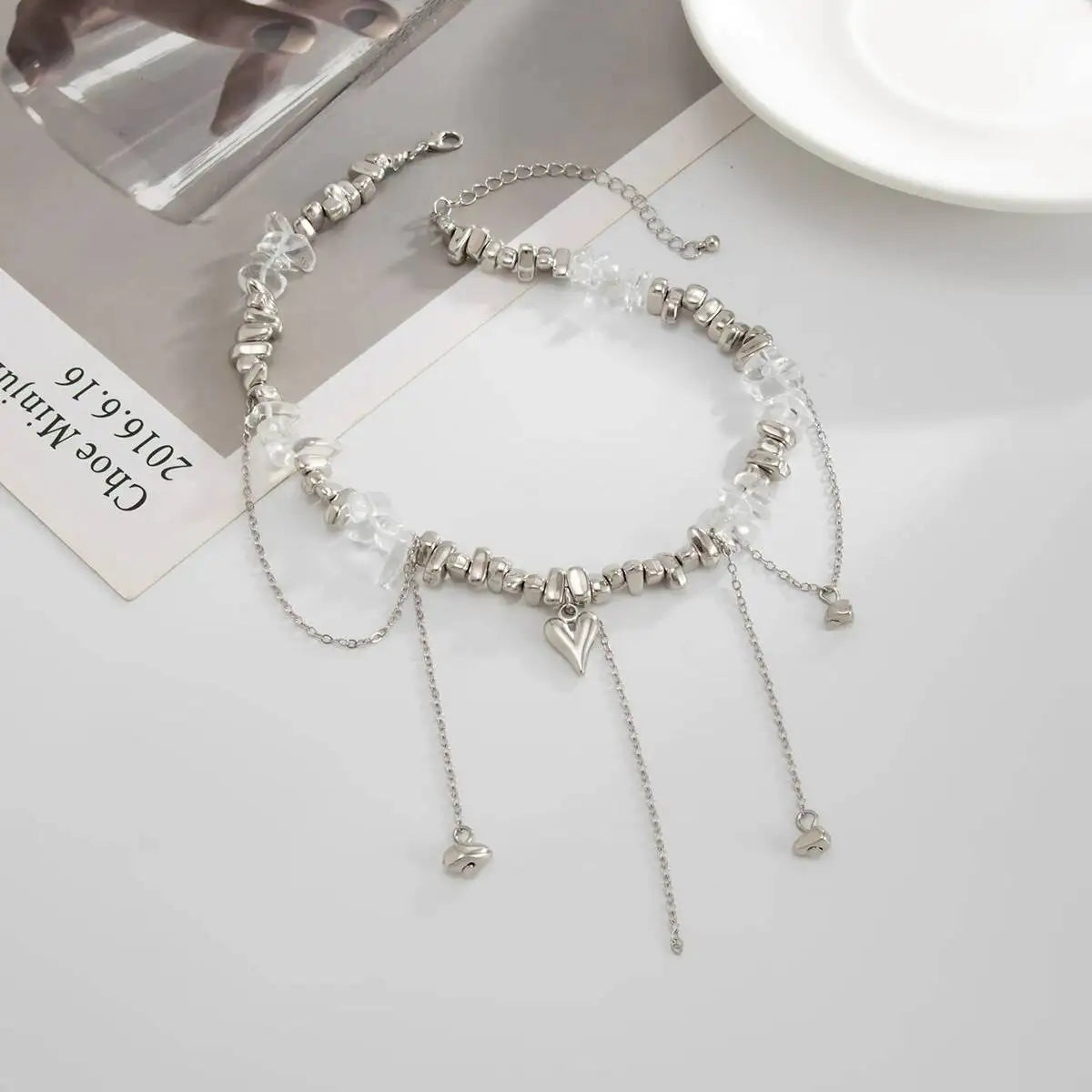 Beaded Choker Necklace for Women, Temperament, Love, Heart, Star, Cross, Pendant, Lady Charm Jewelry, Exquisite, Trend