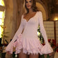 Button Up Flare Sleeve Ruffled Tiered Dress Fall Fashion Sexy Pink Mini Dresses for Woman Clothes