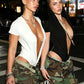 Sexy Wild Bodysuits Woman Summer Trend Deep V-Neck Mini Sleeve Skinny Stretch Hot Girls Hip-Hod Style Classic Tops
