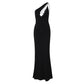 Hollow One Shoulder Backless Split Maxi Dresses for Women Sexy Elegant Black Party Dresses Summer 2025