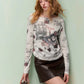 Women's Fantasy Print Long Sleeve Top, Sweet Girl Y2K Tshirt for Spring Summer Casual Wear, Festival & Party Outfit