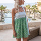 Halter Neck Mixed Print Mini Dress Women Striped Patchwork Sleeveless A Line Sundress Multi Color Beach Vacation Dress
