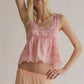 Coquette Lace Trim Tiered Ruffle Camisole Women Spaghetti Strap Babydoll Cami Top for Casual Streetwear Vacation
