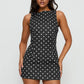 Women’s Summer Tank Mini Dress Elegant Ladies Sleeveless Crew Neck Polka Dots Print Dress Sexy Tie Back Short Sundress