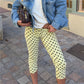 Y2K Retro Polka Dot Skinny Capri Pants Women Elastic Low Waist Slim Fit Mid Calf Leggings Casual Daily Cropped Trousers