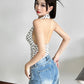 Hipster Y2K Halter Women Polka Dots Print Tank Tops Summer Elegant Sexy Fashion Wild Basic Streetwear Basic Wild Vest