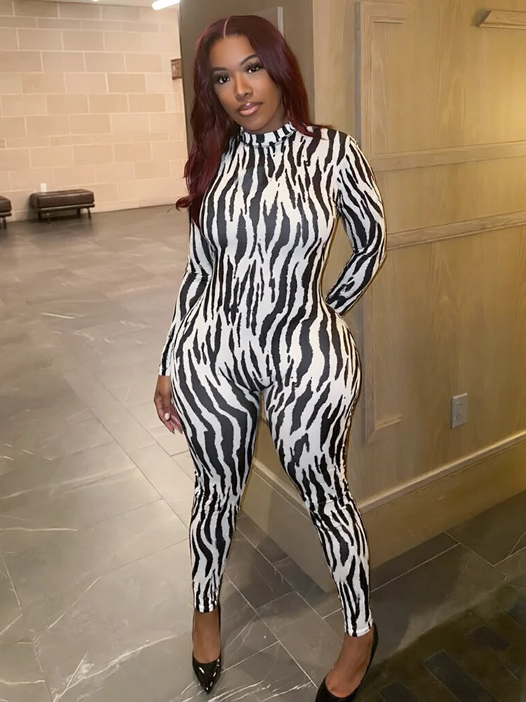 Stripe Patchwork Jumpsuits Woman Autumn Trend o-Neck Full Sleeve Backless Skinny Wrap Hip Sexy Fashion Style Overalls