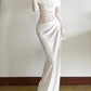 Off Shoulder Long Dresses See Through Mesh Spliced Black Dinner Dress Sexy Elegant Birthday Outfits