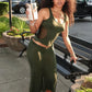 Leisure 2-Piece Set Women Patchwork Mesh u-Neck Vest+Flared Pant Legs Short Classic Simple Summer Fashion Streetwear