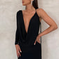 Elegant Backless Sexy Maxi Dress For Women Robe Spring New V Neck One Sleeve Lace-up Party Long Dress Vestido