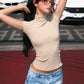 Side Button Slit Asymmetrical Crop Tops for Woman Sexy Short Sleeve Y2k T Shirt 2026 Summer Clothes