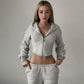 Activewear 2 Piece Sets Zip Up Crop Hoodie Sweatpants Tracksuit Casual Fall Winter Outfits for Women Clothes