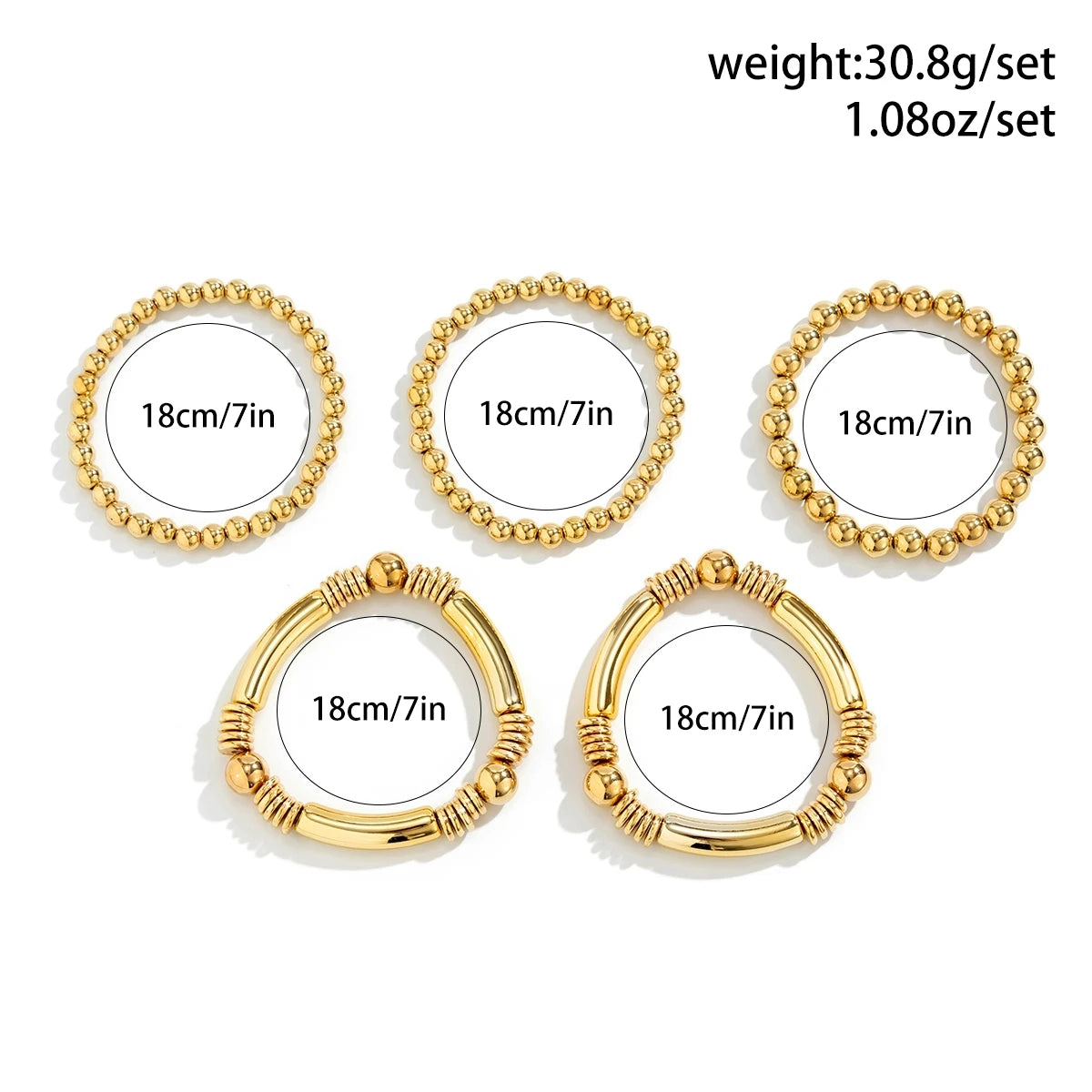 Exaggerated Punk Big Ball Chain Bracelets Women Vintage Chunky Round Beads Elastic Bangle Grunge Couple Jewelry Steampunk Men