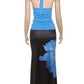 Sexy 2-Piece Set Women Halter Swing Collar Backless Tank Tops+Print Patchwork Tassels Folds Skirt Chic Vacation Suit